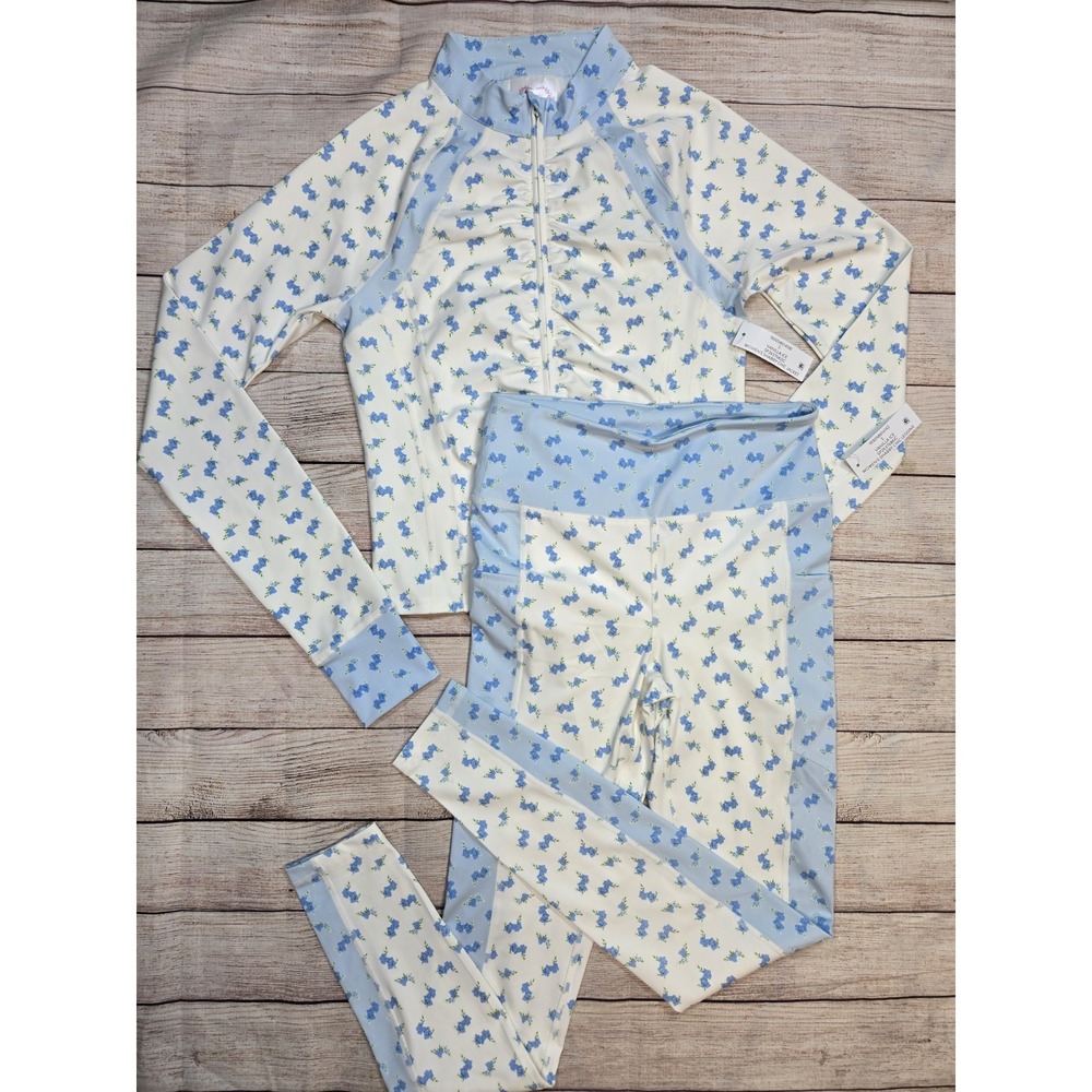 Treasures by Shabby chic active set Women's Size Small Floral Blue Athletic